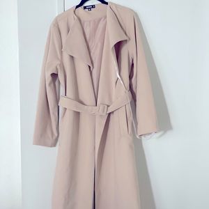 Tan belted formal coat